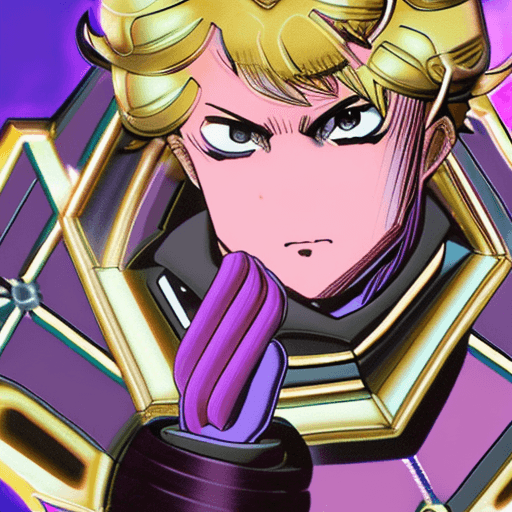 AI generated: Giorno Giovanna jojo's bizarre adventure holding Bruno Bucciarati 