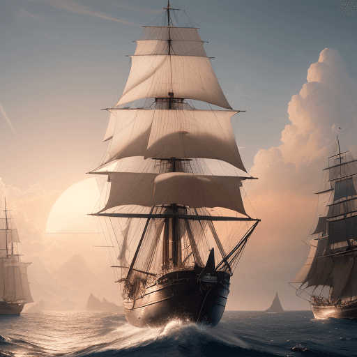 AI generated: Photo of a ultra realistic sailing ship, dramatic light, pale sunrise, cinematic lighting, battered,...