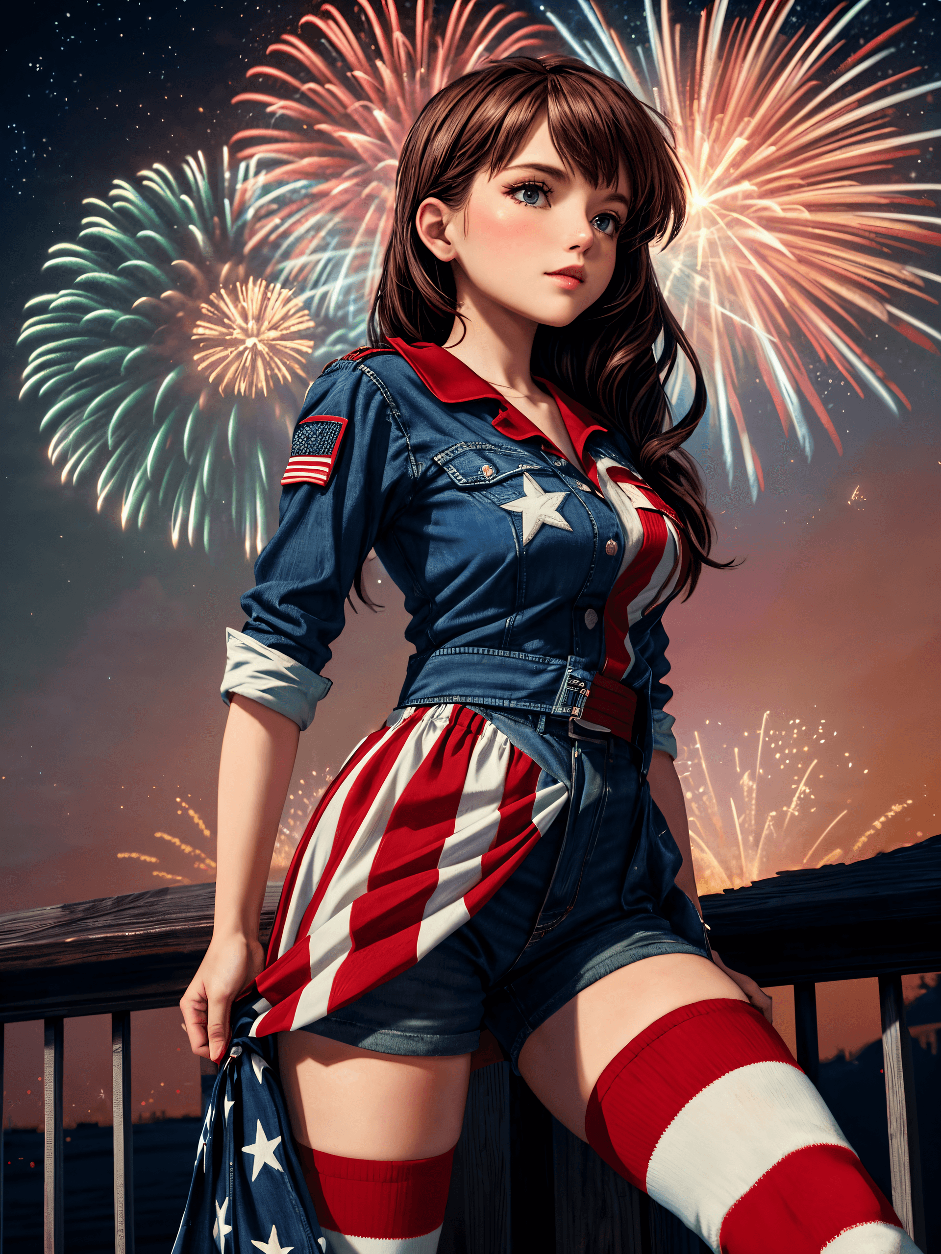 AI generated: (Award Winning , Masterpiece, Illustration:1.2) , The Personification of (Independence Day Holiday:1...
