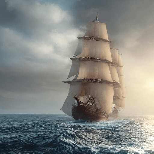 AI generated: Photo of a ultra realistic sailing ship, dramatic light, pale sunrise, cinematic lighting, battered,...