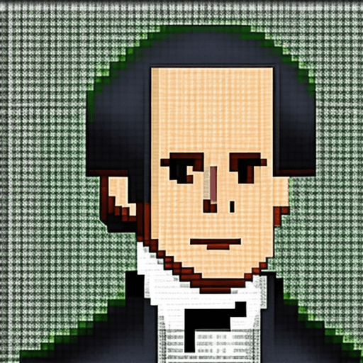 AI generated: Immanuel Kant, pixel art
