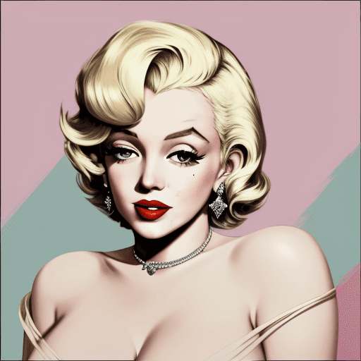 AI generated: Contemporary painting of Marilyn Monroe, dressed in fashionable clothes, glamour, creative, poster s...