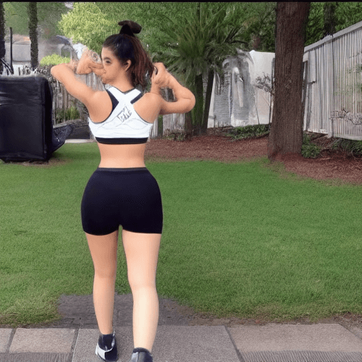 AI generated: Pokimane, real life like, sticking butt towards viewer, POV