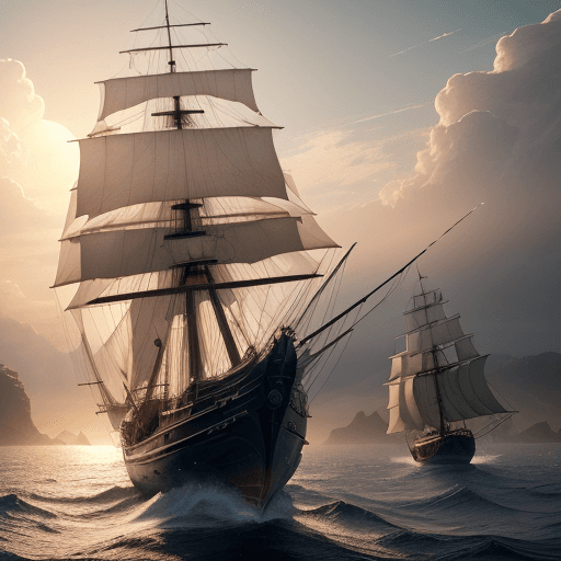 AI generated: Photo of a ultra realistic sailing ship, dramatic light, pale sunrise, cinematic lighting, battered,...