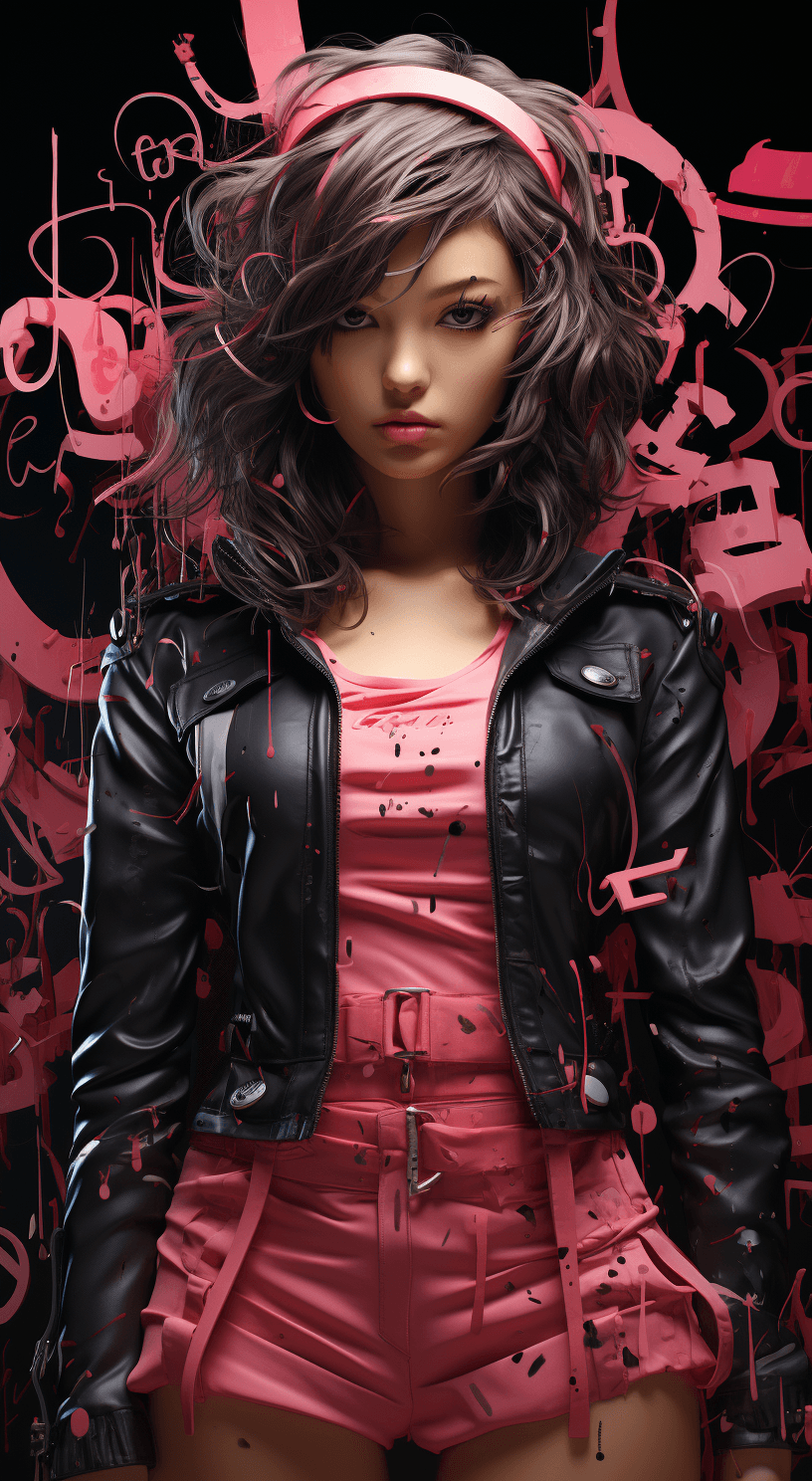 AI generated: jeosung jin, a young woman wearing pink short skirt, in the style of animated gifs, wetcore, karol b...