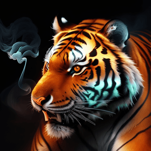 AI generated: High resolution tiger futuristic with mysterious smoke and ethereal fire, it should look very impres...