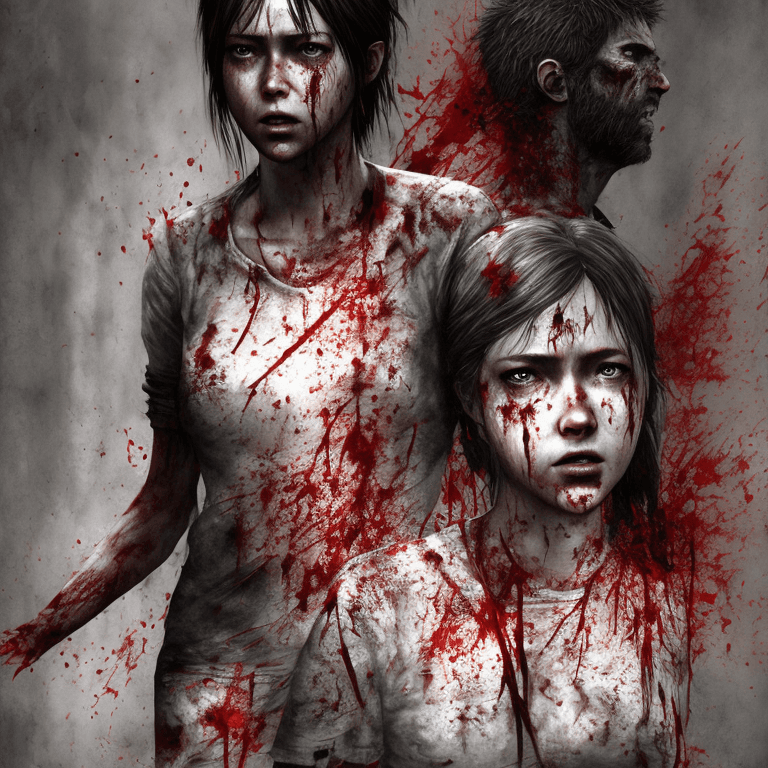 AI generated: full body detailed portrait of The Last Of Us in silent hill horror style, blood-splatter, vivid, 8k...