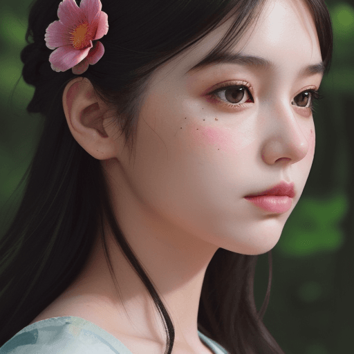 AI generated: picture of a girl dressed in flowers, in the style of artgerm, loose linework, lush and detailed, de...