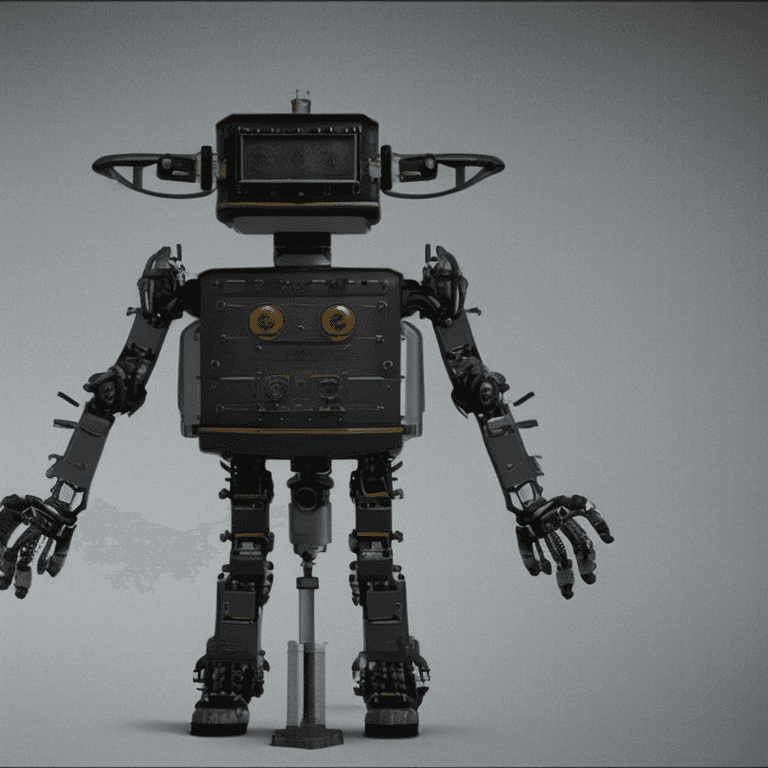 AI generated: mechanical robot world war 1 style, old photo + "photorealistic + realistic + octane + dramatic ligh...
