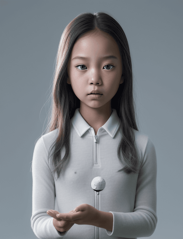 AI generated: Absolute harmony, Piercing gaze at point-blank range, The little jr. golfer asian girl , flower and ...