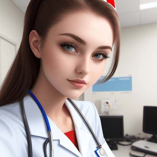 AI generated: Close up of a 21 year old beautiful woman wearing a nurse uniform