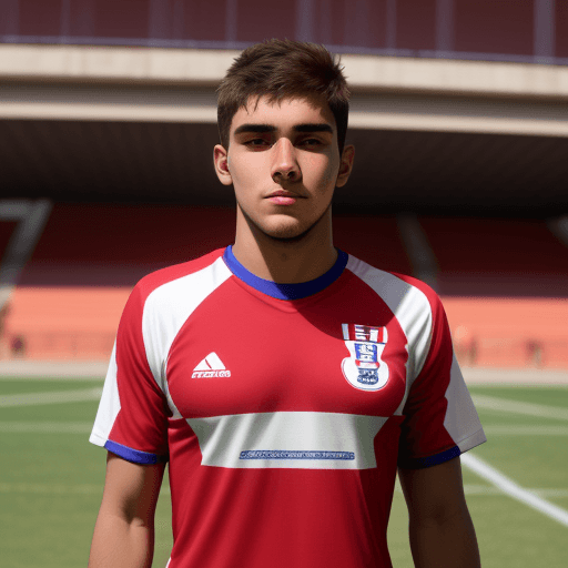 AI generated: leon footballer with the t-shirt of the university sports club of peru