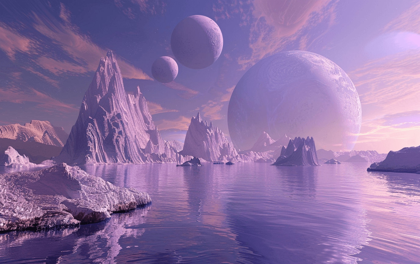 AI generated: galaxy hd desktop wallpaper, in the style of futuristic landscapes, tranquil serenity, delicate fant...