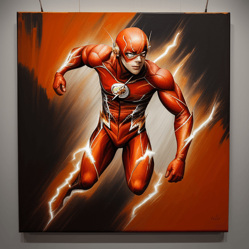AI generated: the flash, impasto technique, oil painting, contemporary era, primarily monochromatic with accents o...