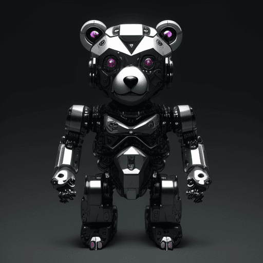 AI generated: create a cute toy bear, sharp focus, cyborg, made with mechanical parts, mechanical body, shiny day,...
