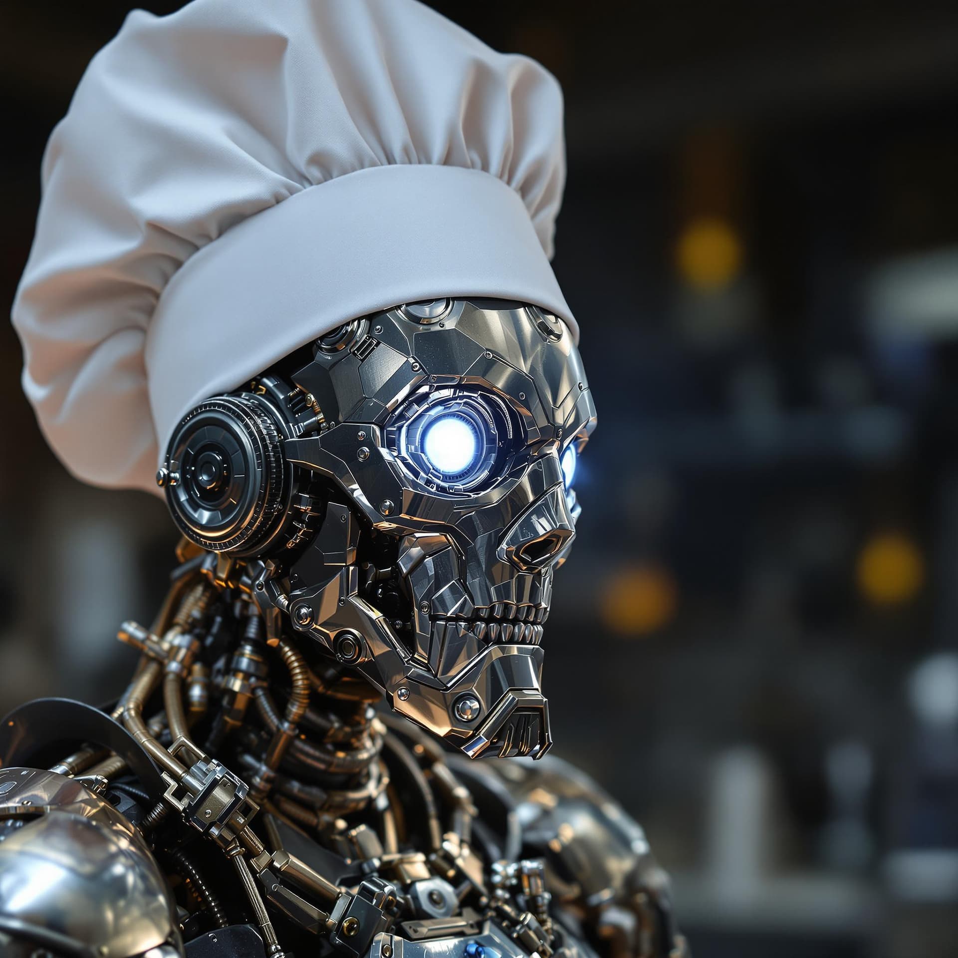 AI generated: Photo of a ultra realistic warforged robot, dramatic light, fantasy art portrait, stainless steel fa...