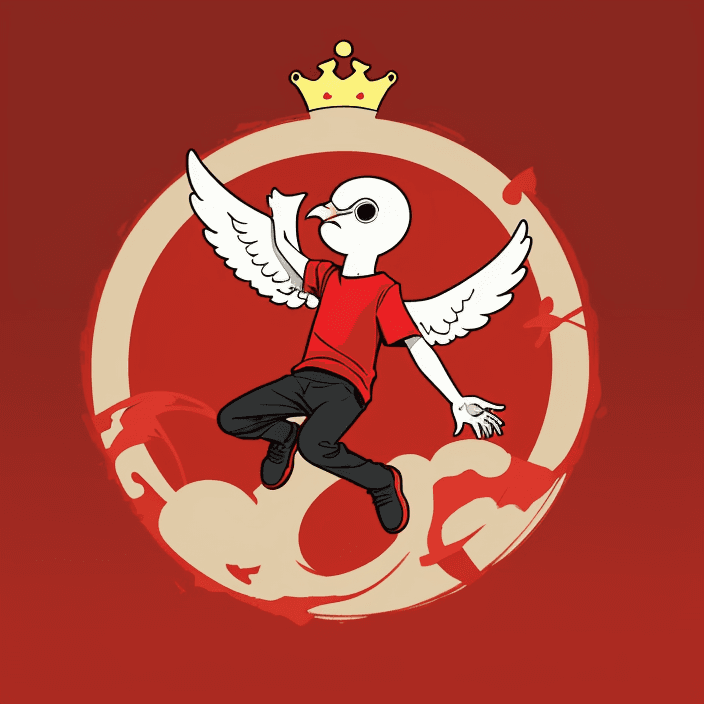 AI generated: logo, cartoon boy, red theme, circle frame
dove, king