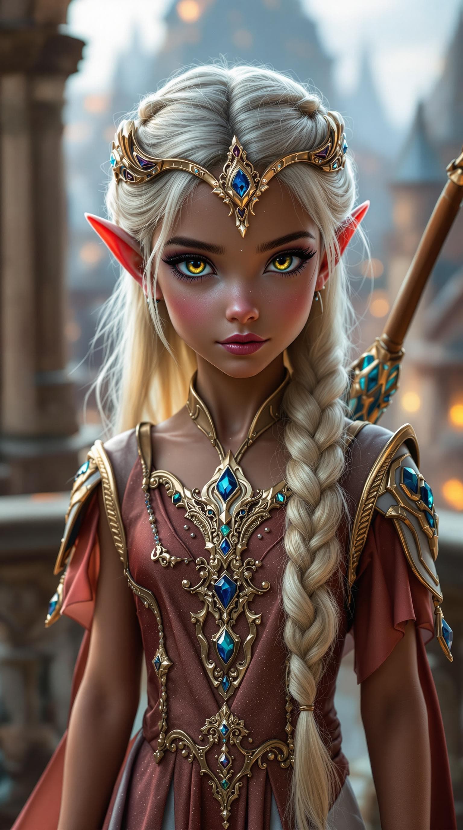 AI generated: a professional photo of a exceptionally of the most beautiful blood elf princess girl in the world, ...