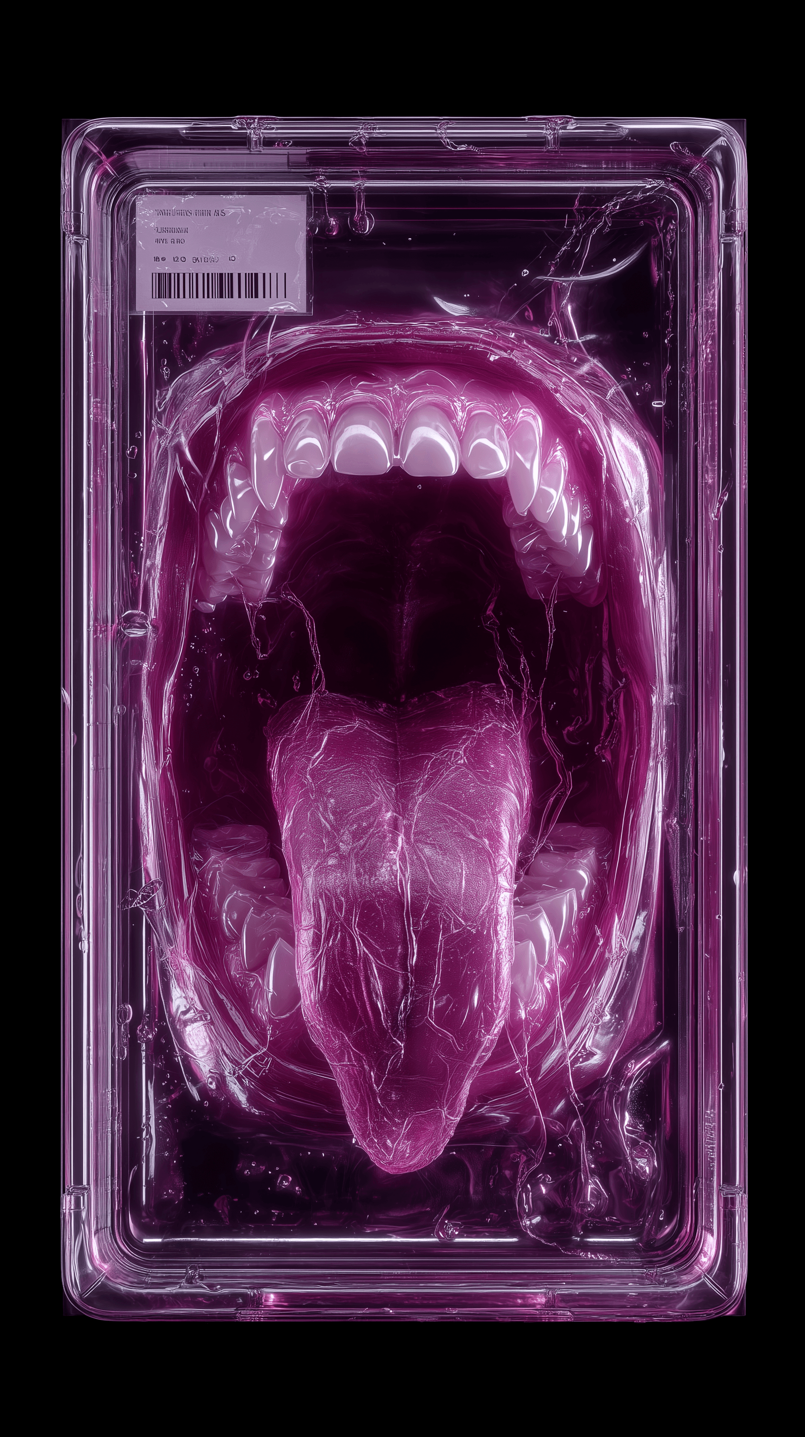 AI generated: studio image, surreal art, top down product angle, perfectly centered, vampire's tooth, long tongue,...