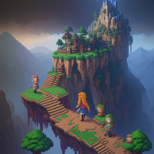 AI generated: more like pixel art. high pixeleted picture,2d pixel art, more like pixel art, bolnd hair girl facei...