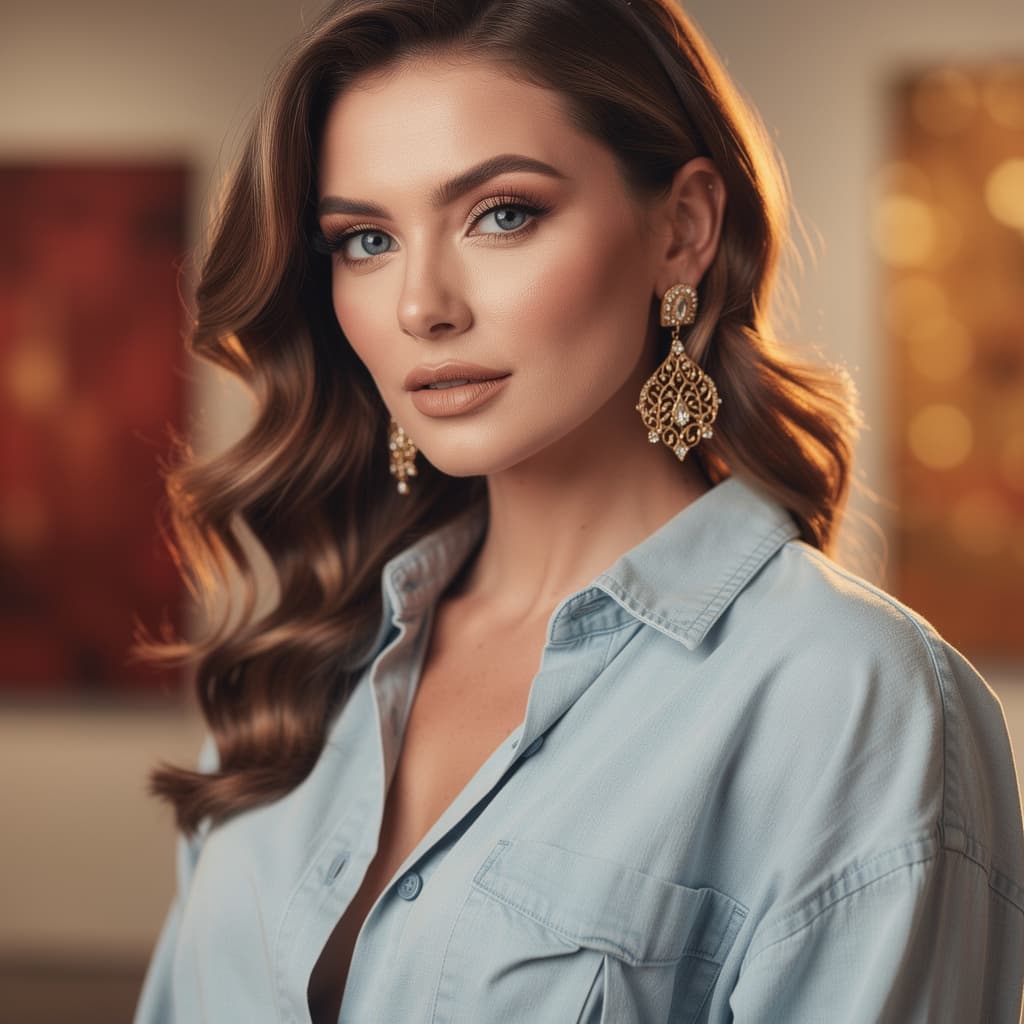 AI generated: A stunning, fit adult woman with sharp facial features and high cheekbones, her skin flawlessly smoo...