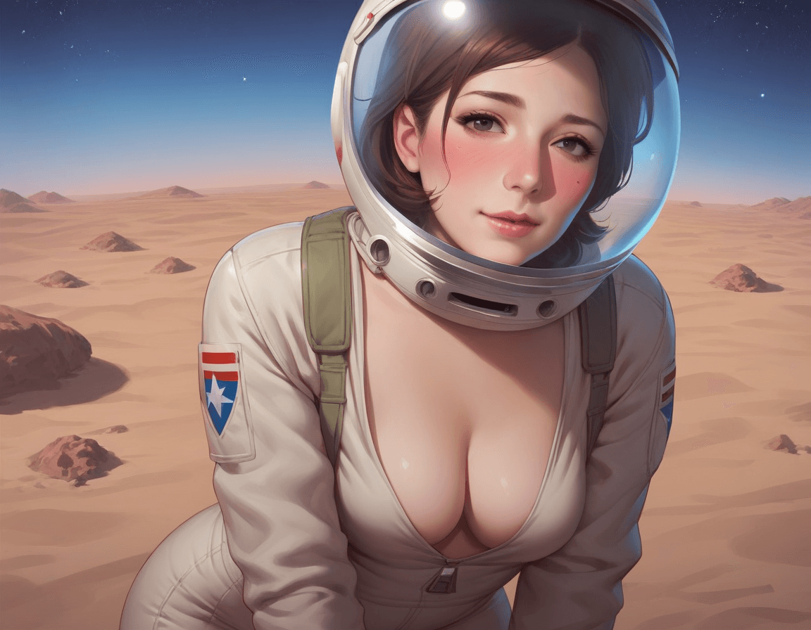 AI generated: score_9, score_8_up, score_7_up, 1girl, MILF, rating_explicit, mars, space suit, helmet, medium hair...