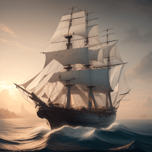 AI generated: Photo of a ultra realistic sailing ship, dramatic light, pale sunrise, cinematic lighting, battered,...