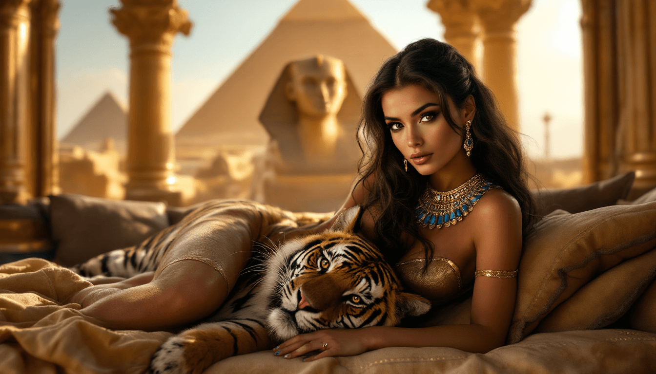 AI generated: An ultra-realistic, (full-body:1.3) portrait of a mesmerizing brunette Egyptian woman (age 23) looki...