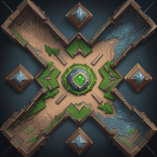 AI generated: Describe a scene for a Hearthstone-style card game, viewed from above in a 3D perspective, as if pla...