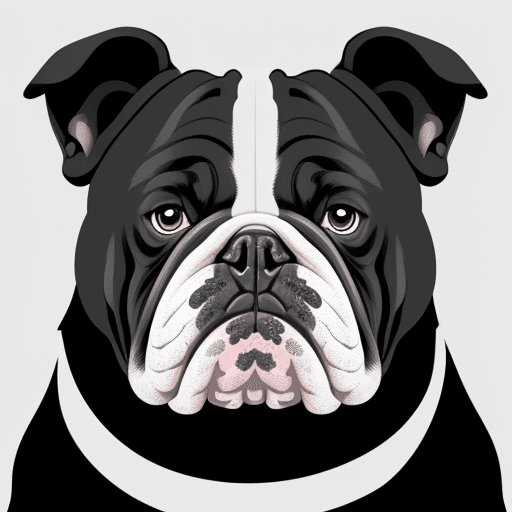 AI generated: bulldog face black and white vector 
