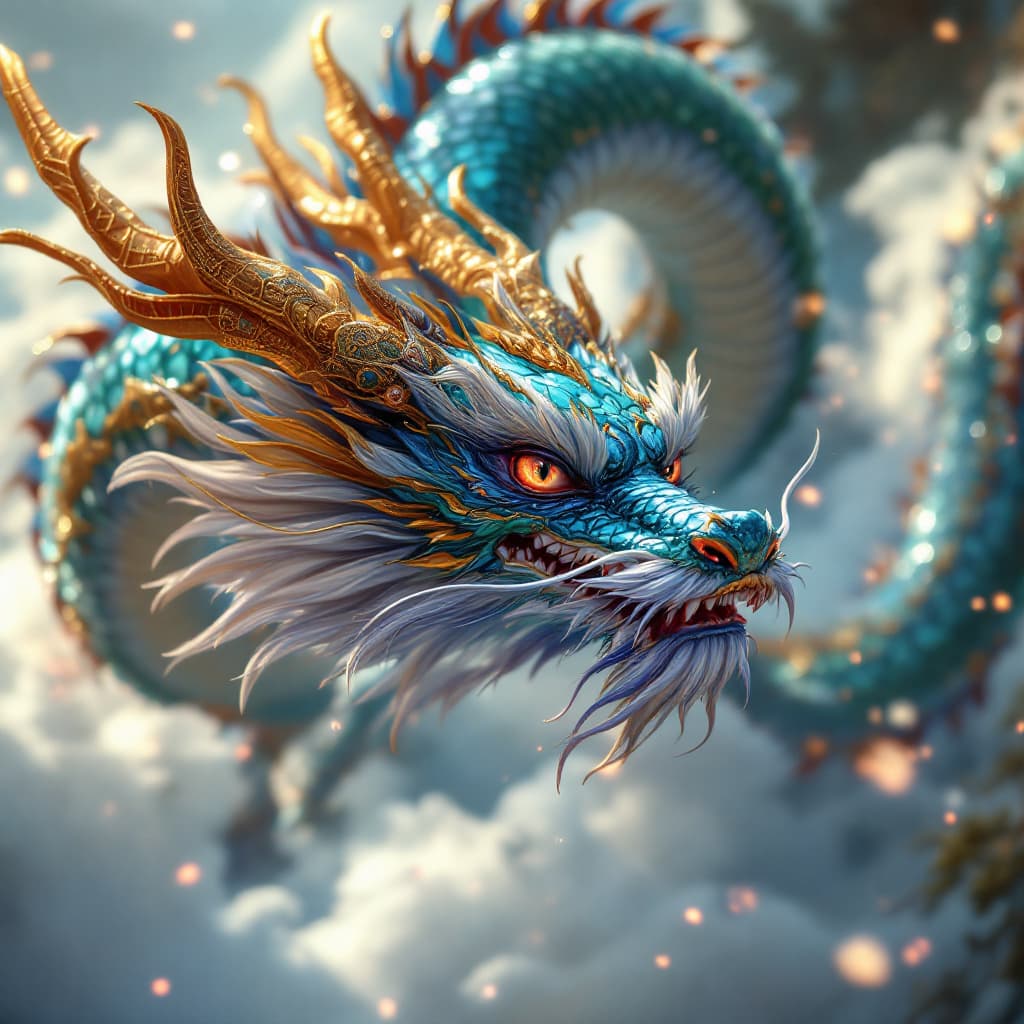 AI generated: Kyoto Animation stylized anime mixed with tradition Chinese artworks~ A dragon flying at modern cybe...