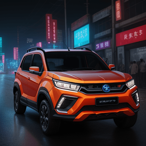 AI generated: Changan S07 on neon city road, 4k