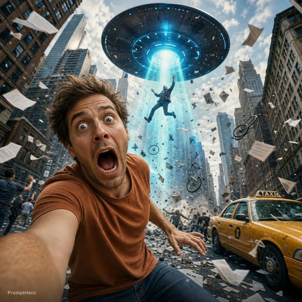 AI generated: {
  "scene": {
    "type": "urban sci-fi chaos",
    "setting": {
      "location": "city street...