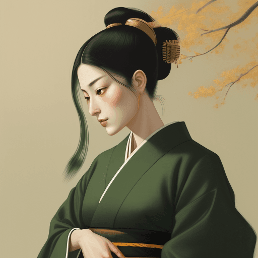 AI generated: paintings by jen ayad, in the style of uemura shoen, digital painting, dark green and amber, , paint...