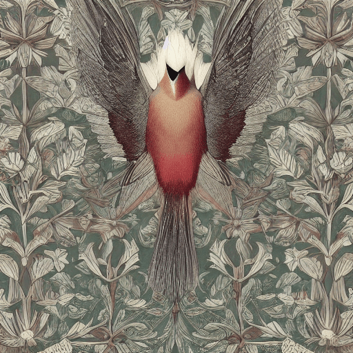 AI generated: jesus touch, ethereal Bohemian Waxwing bird, Bombycilla garrulus :: intricate details, ornate, detai...