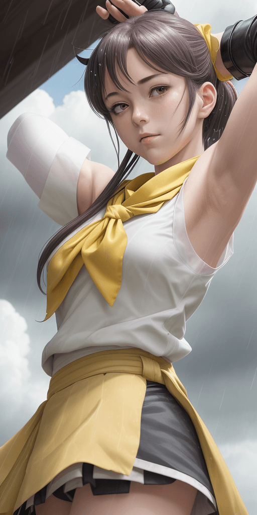 AI generated: masterpiece, best quality,, sakura bakushin o (umamusume),,  (close-up:1.2), rain, cloud, cloudy, sh...
