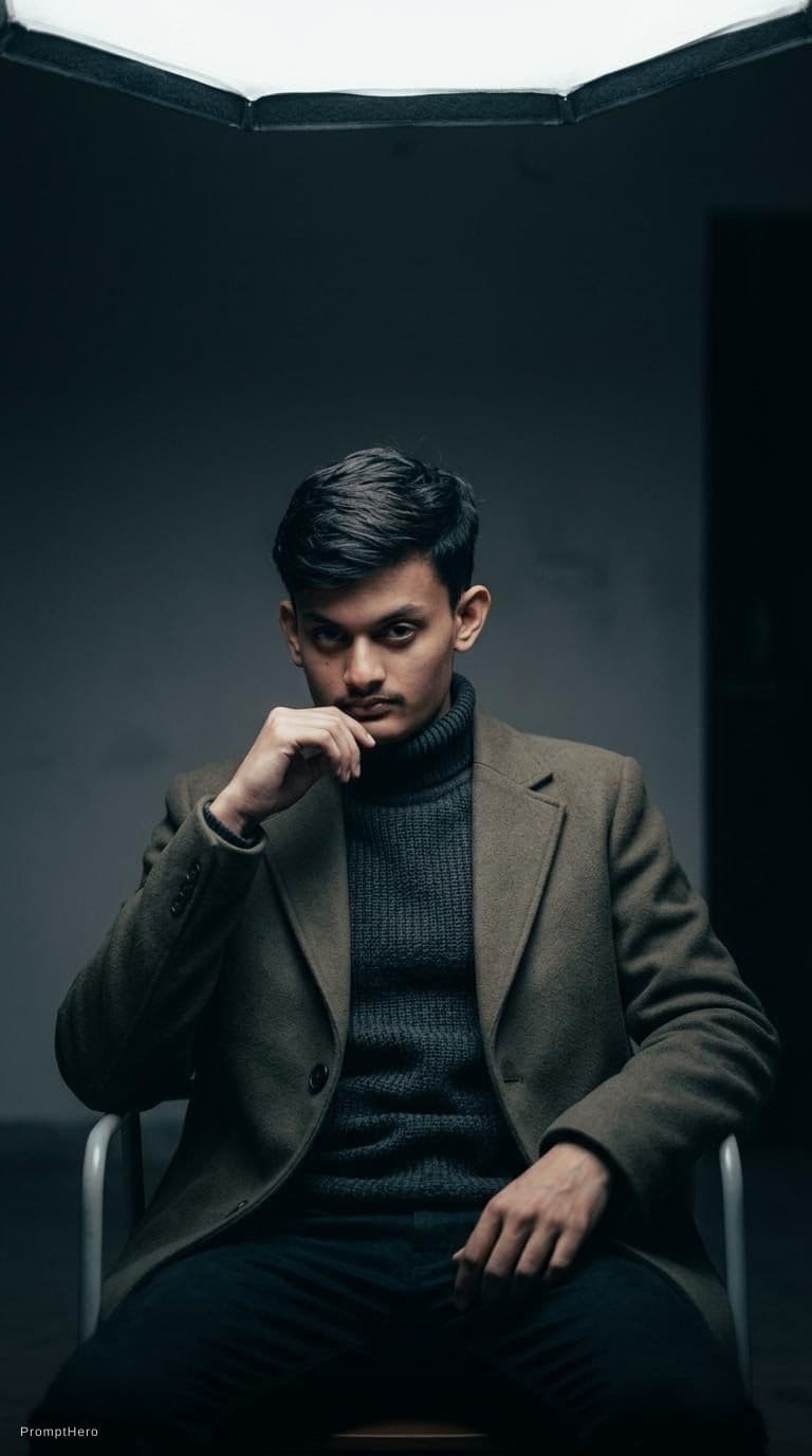AI generated: high-end portrait photography, editorial studio photography, cinematic color grading, vertical compo...