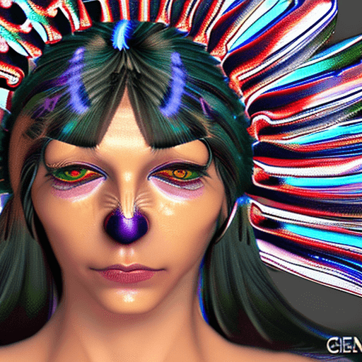 AI generated: Goddess close-up portrait ribcagel. jellyfish phoenix head, nautilus, orchid, skull, betta fish, bio...