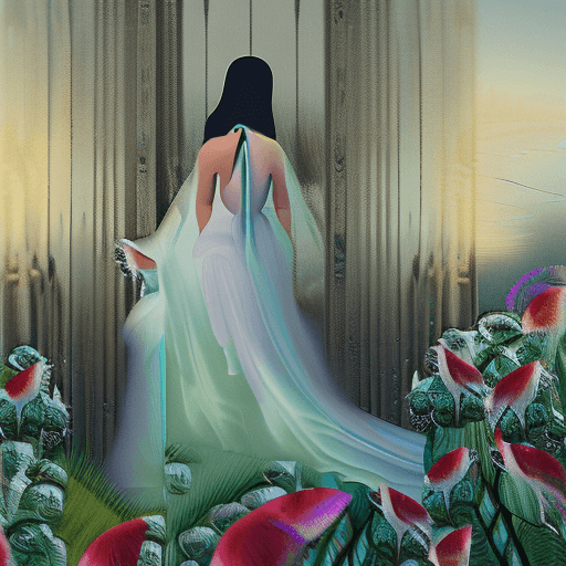 AI generated: An exquisite piece of digital art featuring a female subject in a surreal, dreamlike setting. The wo...