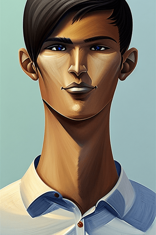 AI generated: concept art by mary blair of a young man in his mid-20s, with a lean and toned build. He has a chise...