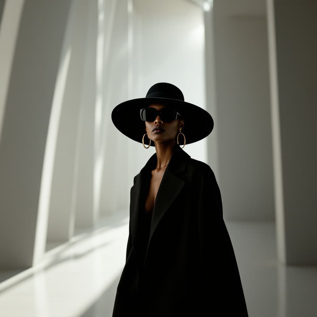 AI generated: Fashion design work feauturing a (Chanel) female (Nigerian) model wearing minimalist women’s clothin...