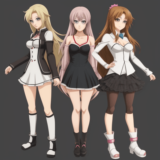 AI generated: 5 different Anime girls cartoon models