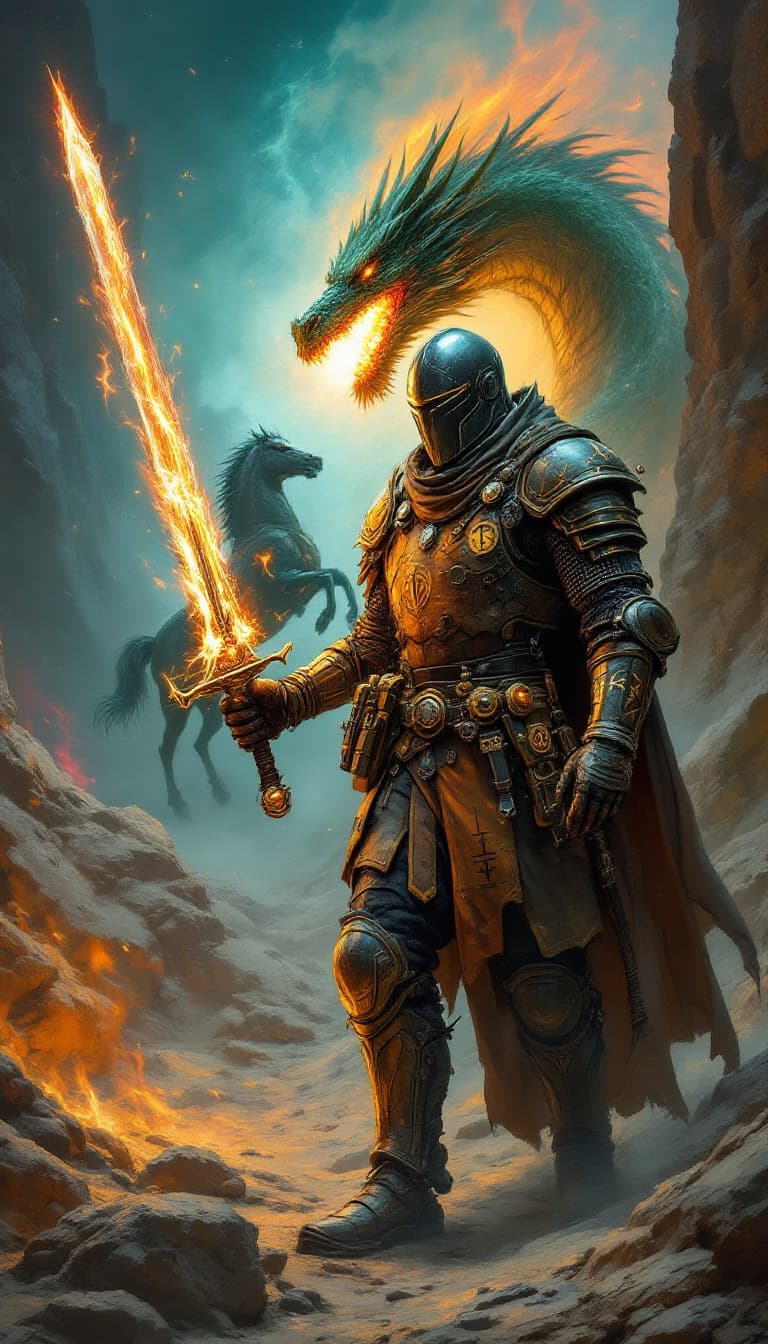 AI generated: 
Envision a knight from the years 1100s, clad in a steampunk-style tactical suit of armor,and helmet...