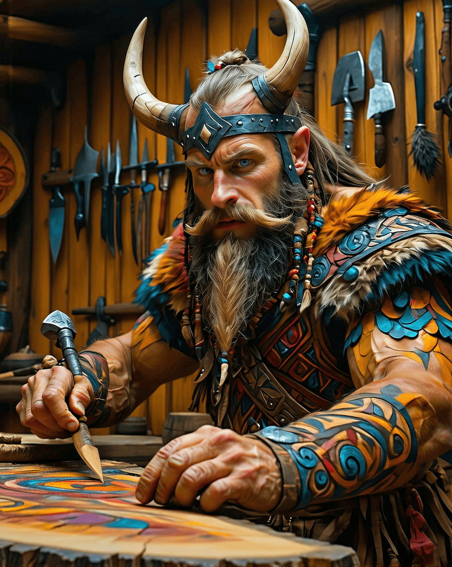 AI generated: Best quality, 4k, 8k, highres, masterpiece, extreme detail, realistic, colorful face. Norseman, Clea...