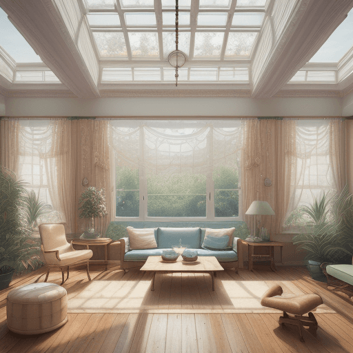 AI generated: High resolution photography interior design, dreamy sunken living room conversation pit, wooden floo...
