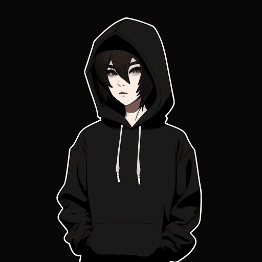 AI generated: Create, A character wearing black hoodie, simple, doodle vector, design, 