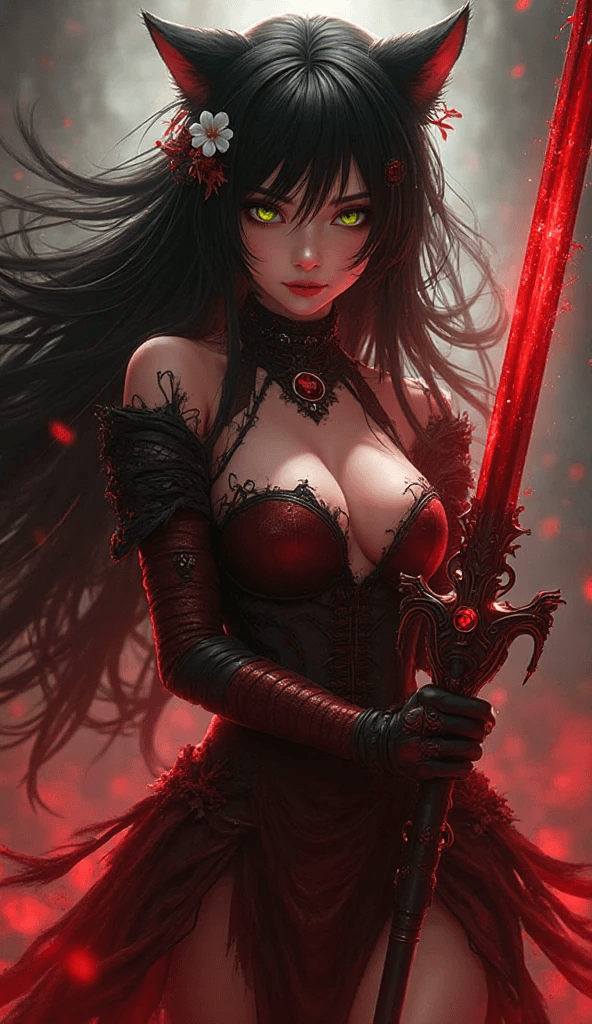 AI generated: Dark Feline Warrior
