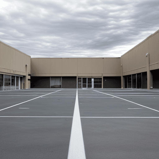 AI generated: giant and empty parking lot. Cloudy day. No building