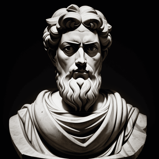AI generated: Image of the philosopher Marcus Aurelius, Strong and Mighty,Dark Background