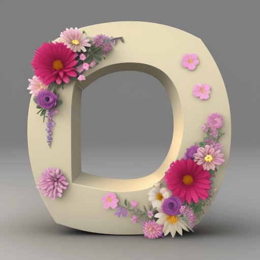 AI generated: letter K with  coloerd flowers 3d
